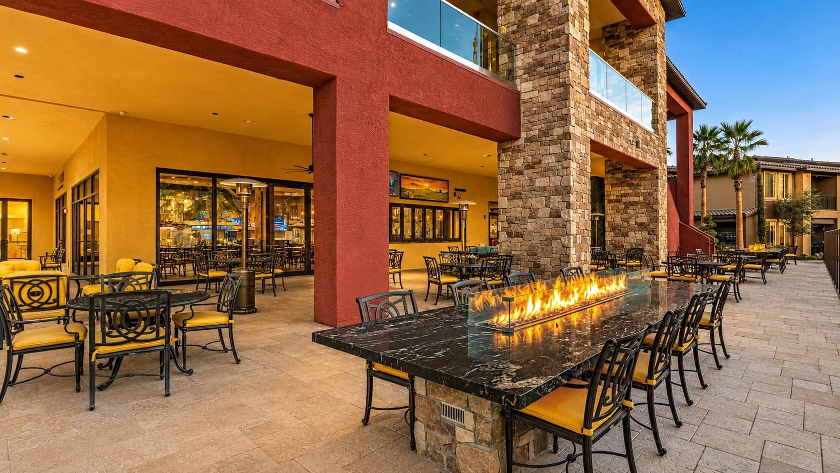 Outdoor fire-table patio set for private events